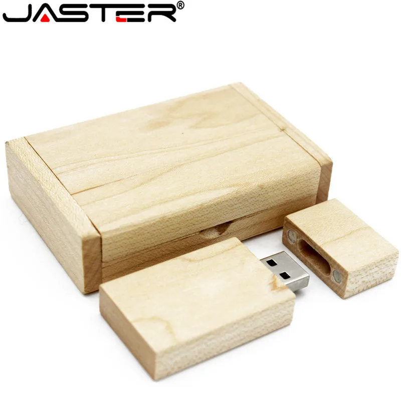 

JASTER Wooden usb + box usb flash drive pendrive 4gb 8gb 16gb 32gb 64gb memory stick U disk USB creativo (over 10 PCS free LOGO)