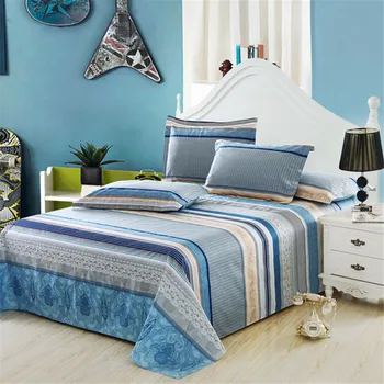 

Nordic style blue yellow stripe 100% cotton plaid bedding boy adult bedroom bed sheet soft pillowcase linen twin full queen King
