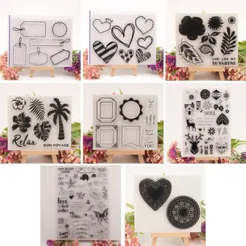 

New Silicone Clear Stamp Cling Seal DIY Scrapbook Embossing Album Decor Craft Leaves/Heart/Christmas/Tag