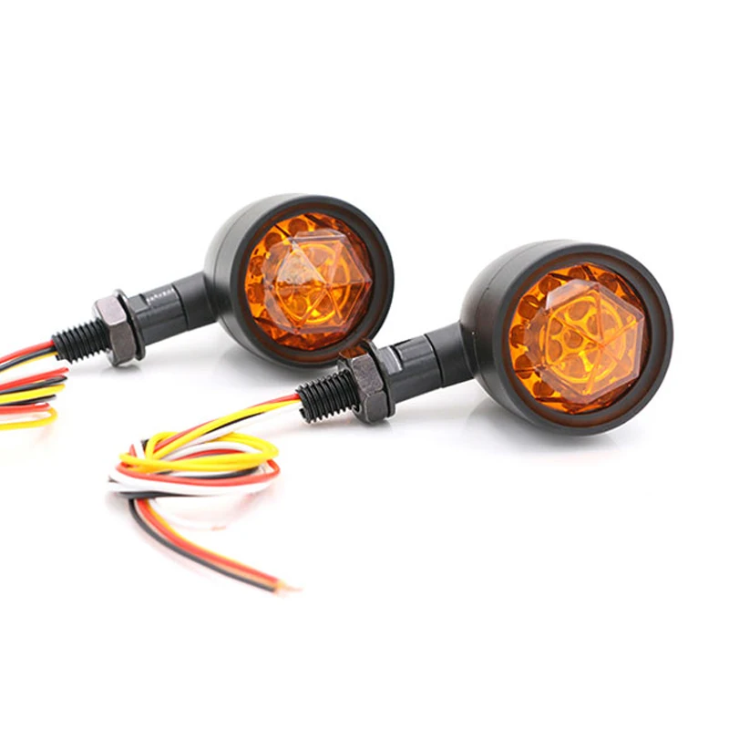 Nuoxintr Motorcycle bullet Light Diamond Lens LED Turn Signal Indicator taillight lamp For Harley Sportster Bobber Chopper