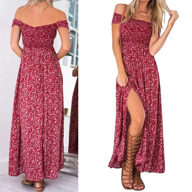 Sommerkleid-Frauen-2017-Rot-blau-Drucken-Floral-Vintage-Boho-Maxikleider-Schulterfrei-Lange-Partei-B-hmischen-Strand (1)