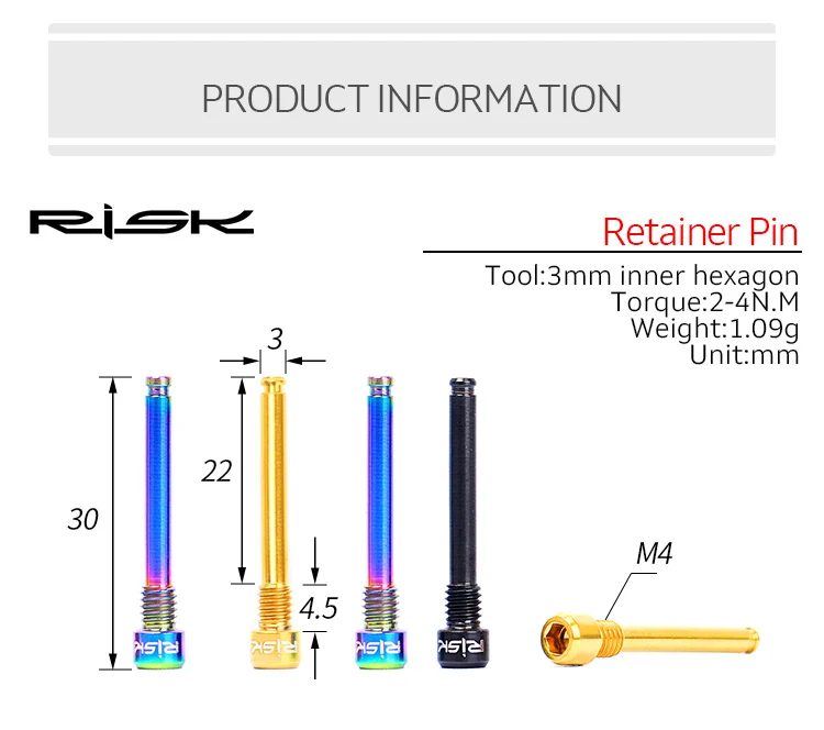 2 шт риск титановый сплав гидравлический дисковый тормоз фиксатор штифты M4* 26 мм Фиксатор штифты без или с стопорным кольцом MTB дорожный велосипед запчасти