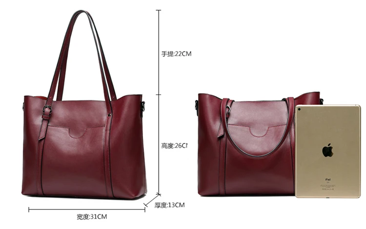 Women Handbag Genuine Leather Shoulder Bag Female Bags Cowhide portable shopping bag Vintage Large Capacity Tote Bolsos (3)