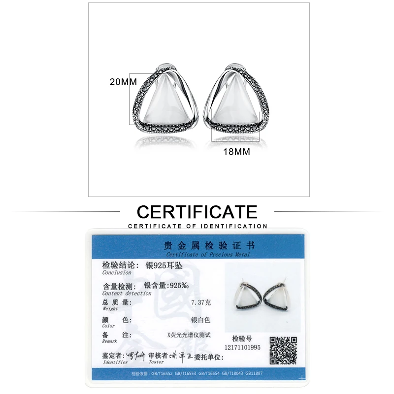 JIASHUNTAI 925 серебро ретро клип серьги треугольник женские серебряные ювелирные изделия для женщин Мода