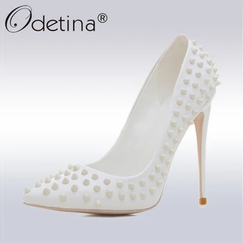 Odetina Sexy Rivet Party Wedding Shoes Women White High Heels Pumps Lady Classic Pointed Toe 12 cm Heels Autumn Nude Shoes
Odetina Sexy Rivet Party Wedding Shoes Women White High Heels Pumps Lady Classic Pointed Toe 12 cm Heels Autumn Nude Shoes
