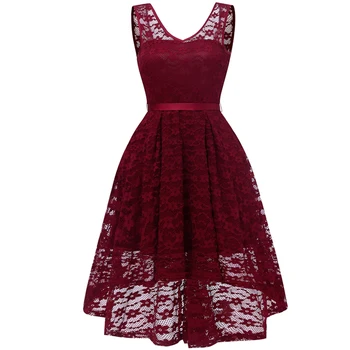 

2020 Girls Sleeveless Lace Casual Dress 12-20 year Teenagers Party Prom Gowns Summer Dresses Womens Sweet Hallow Out Lace Dress