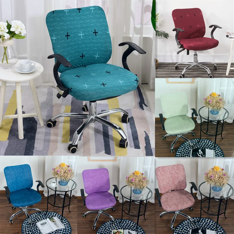 

2pcs/set Universal Spandex Chair Cover Elastic Split Chair Back Cover+Seat Cover Office Rotating Computer Stretch Chair Cover