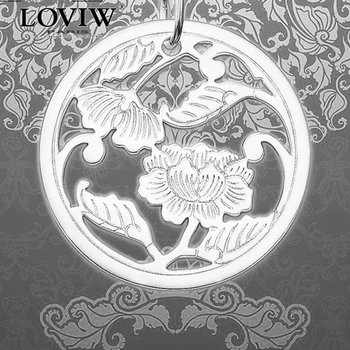 

Floral Cut Out Disc Pendant Fashion Jewelry silver-plate Trendy Gift For Women Girls Fit Necklace New thomas sabor