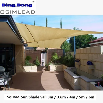 

Swiming Pool Gazebo Toldos 3m 3.6m 5m Taupe Square HDPE mesh 95% shading Net Carport Sun Shade Sail Gazebo Garden Awning Fabric