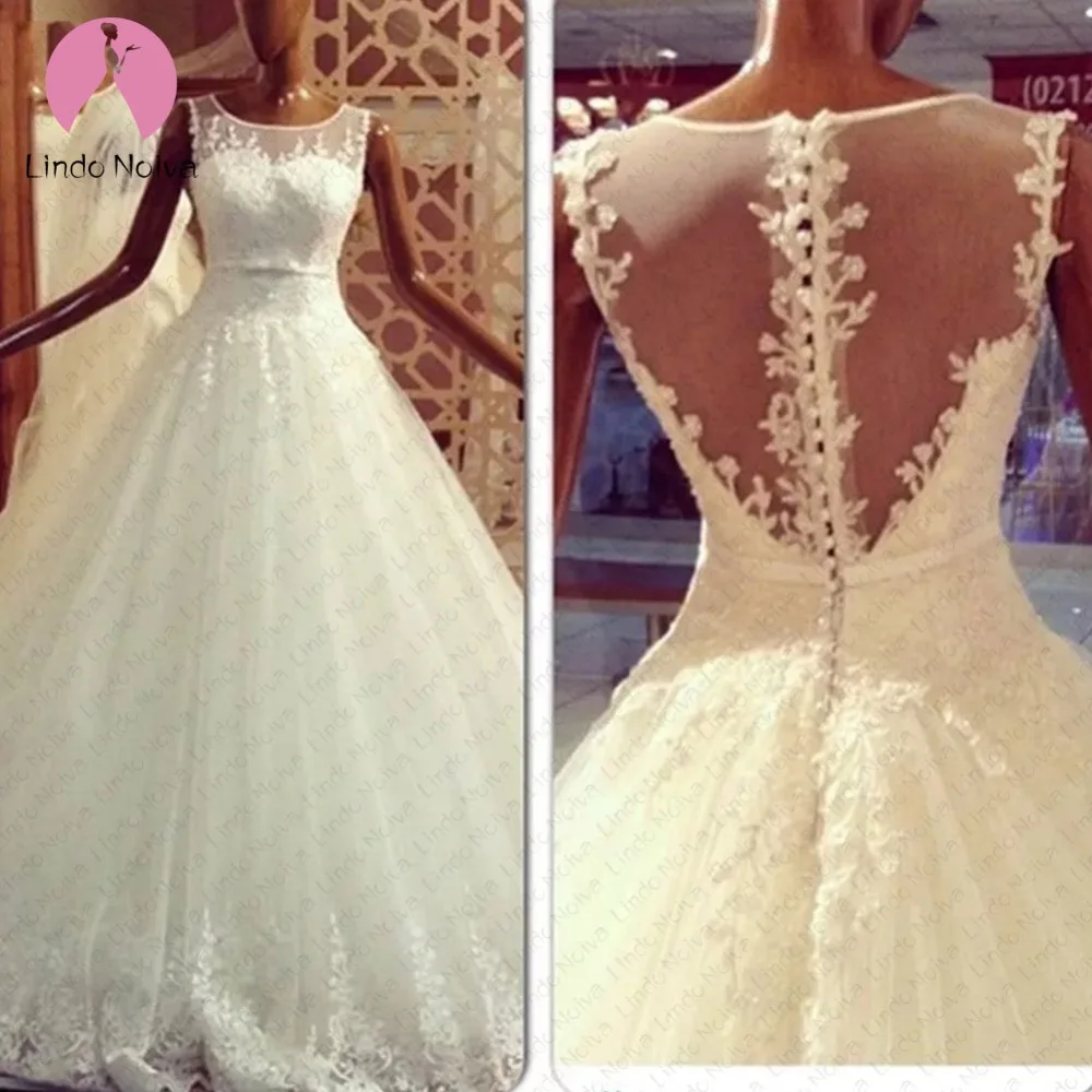 Романтическое свадебное платье Vestido De Noiva Бальное кружевное с глубоким декольте
