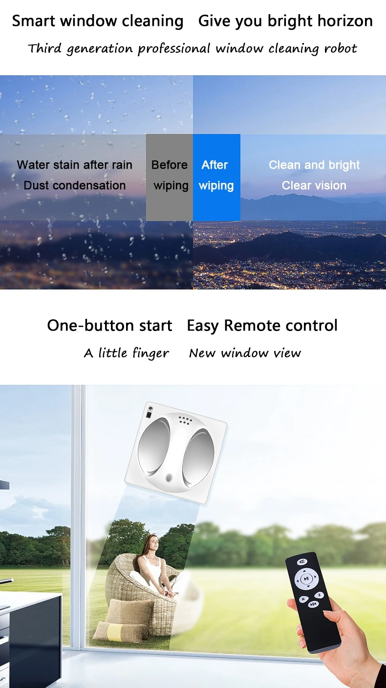 Пульт дистанционного управления Влажная и сухая функция автоматическая очистка анти-падающий Магнитный Электрический Очиститель окна