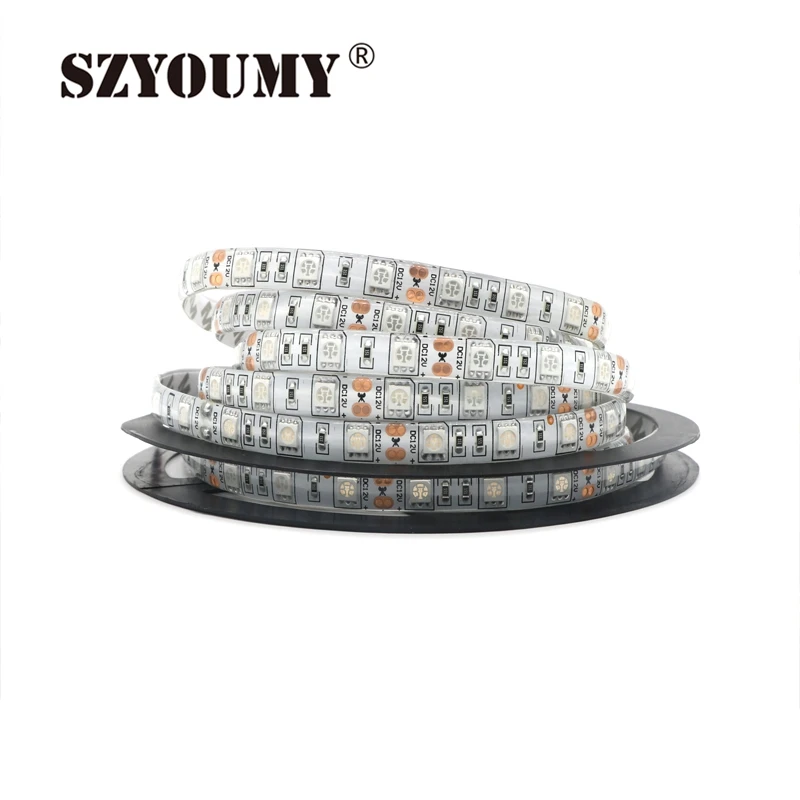 SZYOUMY DC12V 5 м 5050 SMD Ice Blue 60 светодиодов/M гибкие светодиодные полосы света Водонепроницаемый автомобиль украшение дома Светодиодная лента