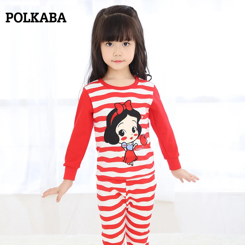

2-11 Years 2018 Cotton Thick Pajamas Clothing Kids Set Baby Girl Boys Clothes Boys Girls Cartoon Long Sleeve T-Shirt Pants 2pcs