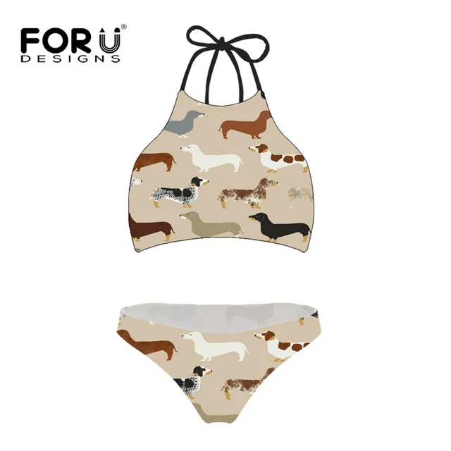 Buy HYCOOL Bikini Set Women Swimsuit Dachshund Dog