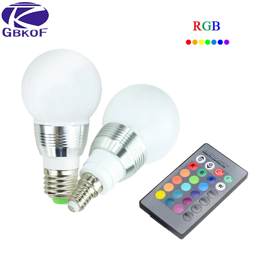 GBKOF RGB светодиодный светильник E27 E14 7 Вт RGB света AC85-265V праздник Lampara удаленного Управление 16 Цвет изменить + пульт управление Лер bombillas