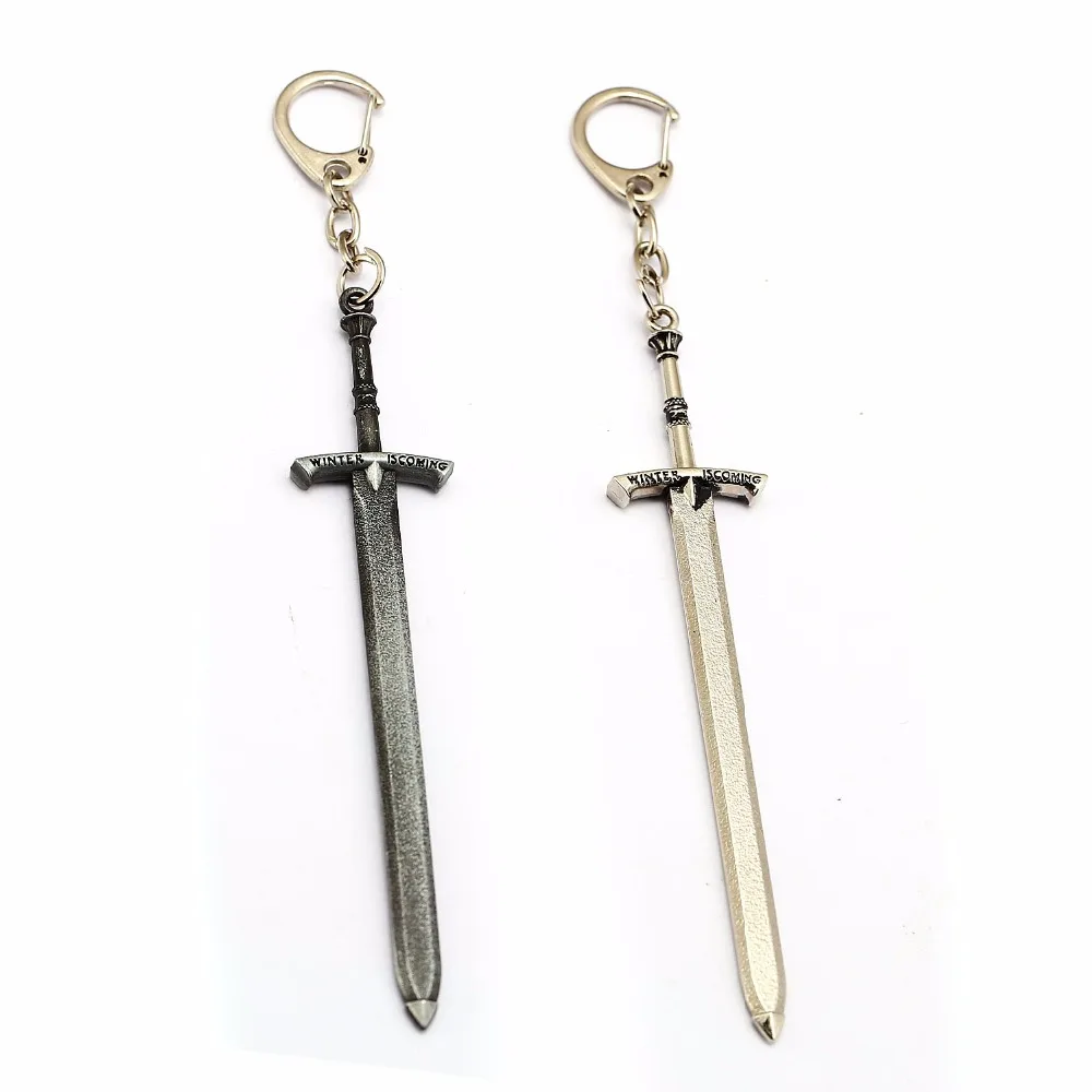 

Cartoon Jewelry Key Chain Sword Film Game Bing Jon Snow Ice Wolf Keychain Pendant