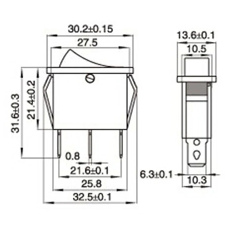 5 шт./лот красный светодиод 3PIN SPST ВКЛ./ВЫКЛ. G132 рокер переключатель 15A/250 В 20A/125