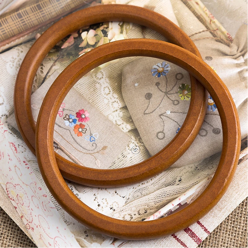 1 Pair Circle Wood Bag Handles Brown Color Handle For Women's Handbags