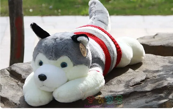 

stuffed animal plush 50cm lying sweater husky dog plush toy w1615