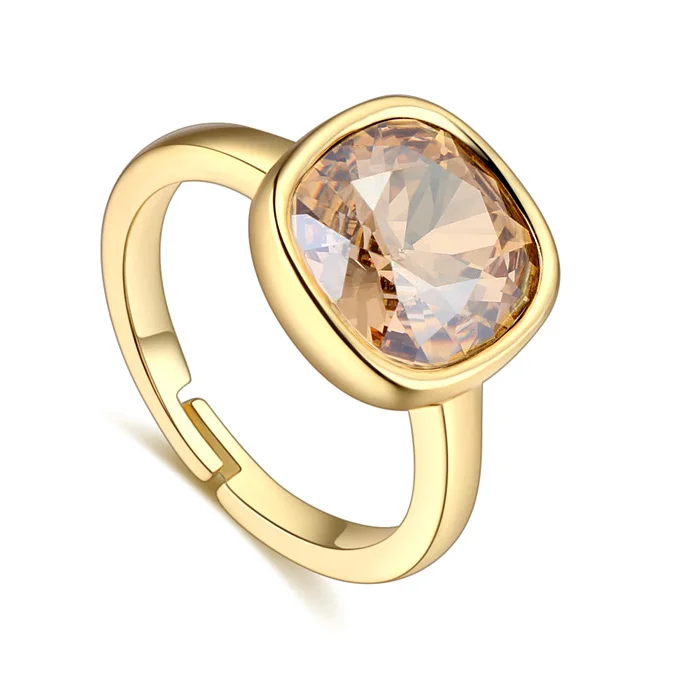 ANNGILL женское овальное кольцо Модные золотистые кристаллы от Swarovski Ювелирные изделия Обручальные кольца для женщин день рождения камень подарки - Цвет основного камня: 01