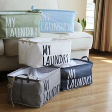 Водонепроницаемая корзина для белья белого и синего цвета с кулиской, складываемая, хлопковая, для белья, игрушки для мелочей, держатель для хранения носков