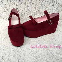 Принцесса сладкий лолита обувь Большие ботинки, специальная обувь пользовательские замшевые туфли Лолита торт индивидуальные 1241s-2 красное вино