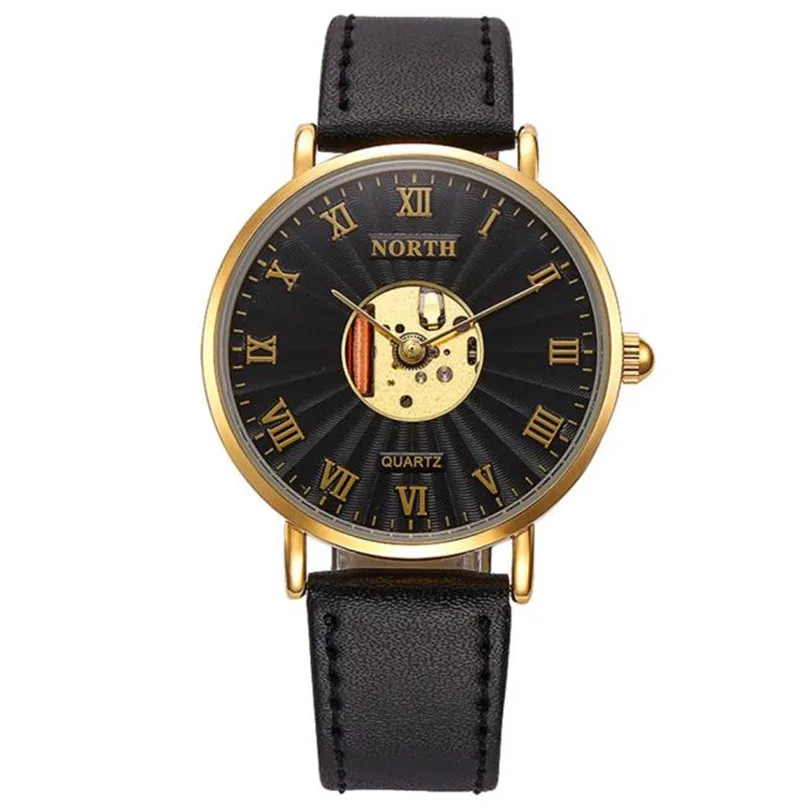 

Clock Mens Watch Relogio Masculino Leather Elegant Waterproof Hollow High Qulity Quartz Analog Gentlemanly Temperament Watch M4