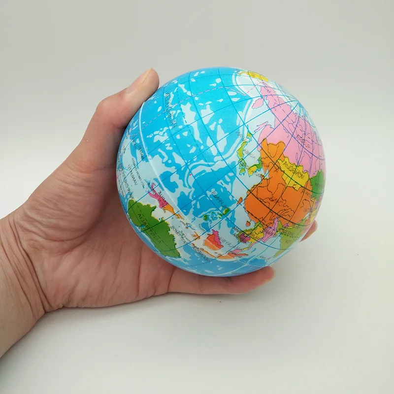 Balle en caoutchouc mousse de carte du monde pour bébé balle anti-stress stt3 