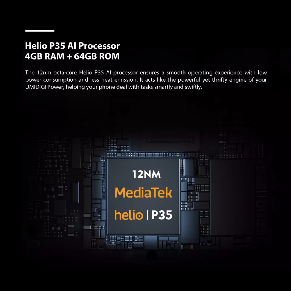 UMIDIGI Power Android 9.0 5150mAh Big Battery 18W 6.3' FHD+ Waterdrop Screen 4GB+64GB Helio P35 Global Version Smartphone 16MP