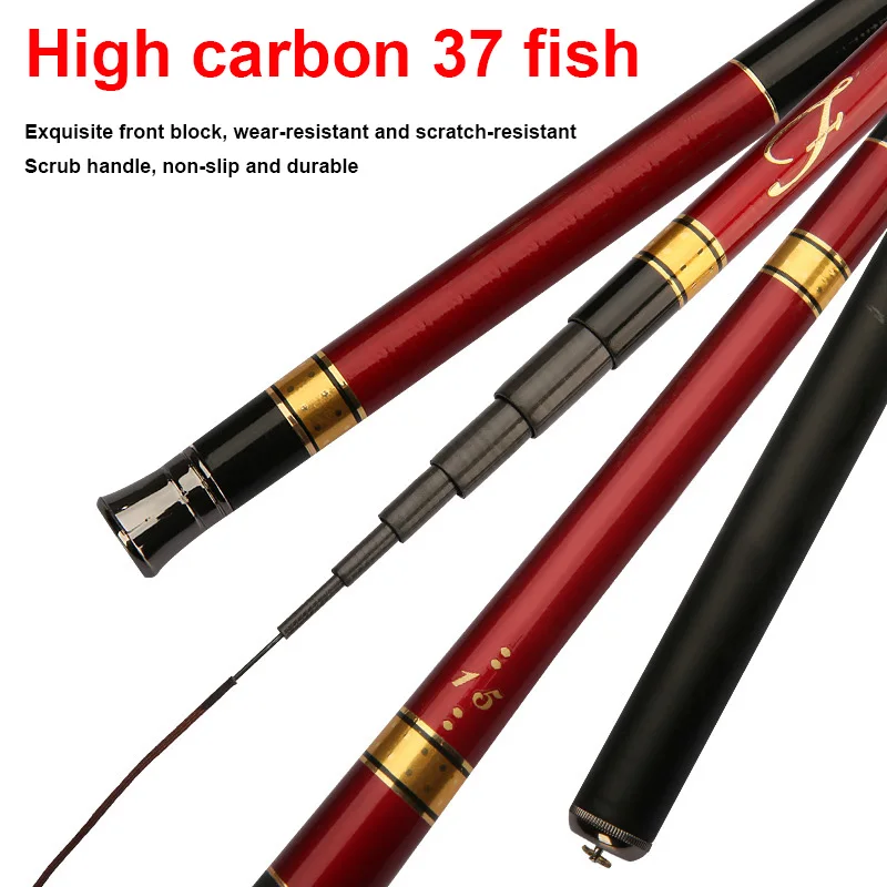 

Newly Carbon Fiber 2.7-7.2M Portable Telescopic Fishing Rod Hand Fishing Tackle River Stream Rod