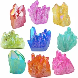 TUMBEELLUWA Natural Crystal Titanium Coated Aura Quartz Cluster Geode Druzy Home Decoration Gem stone Specimen TUMBEELLUWA Natural Crystal Titanium Coated Aura Quartz Cluster Geode Druzy Home Decoration Gem stone Specimen