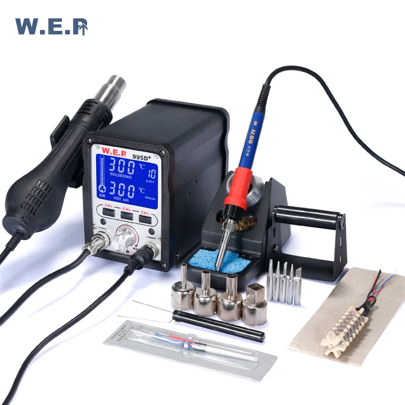 WEP 995D+ высокоточная ЖК-паяльная материнская плата станции распайки SMD паяльная станция со сменным фена