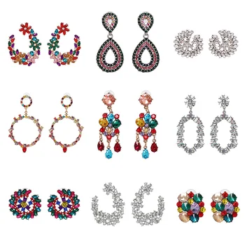 

FASHIONSNOOPS Brand Women's Crystal Earrings New Statement Earrings Jewelry Wholesale Factory Femme Bijoux