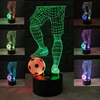

3D Illusion Led Football Table Lamps Soccer Desk Lamp Table Lights 7 Colors USB Chrage Night Light For Desk Bedroom Decor
