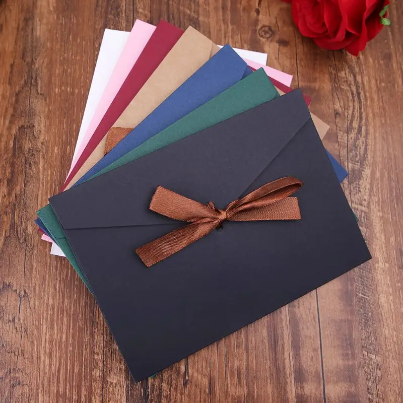 

10pcs Retro Vintage Blank Bow Paper Envelopes For Letter Greeting Cards Wedding Party Invitations Postcard
