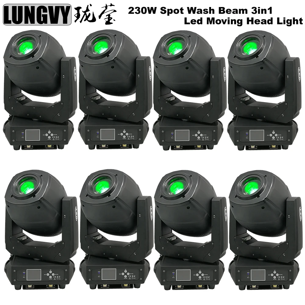 

Free Shipping 8pcs/Lot 2018 New Double Prism Lyre 230w Led DMX Disco Beam Wash Spot 3IN1 Moving Head DJ Light