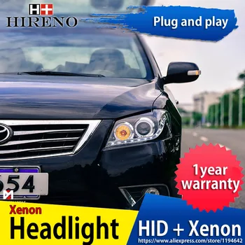 

Hireno Headlamp for Toyota Camry 2009-2011 Headlight Headlight Assembly LED DRL Angel Lens Double Beam HID Xenon 2pcs