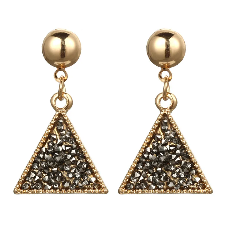 

Korean Style Gold Color Geometric Temperament Dangle Earrings Pave Black Earrings Female Personality Party Jewelry