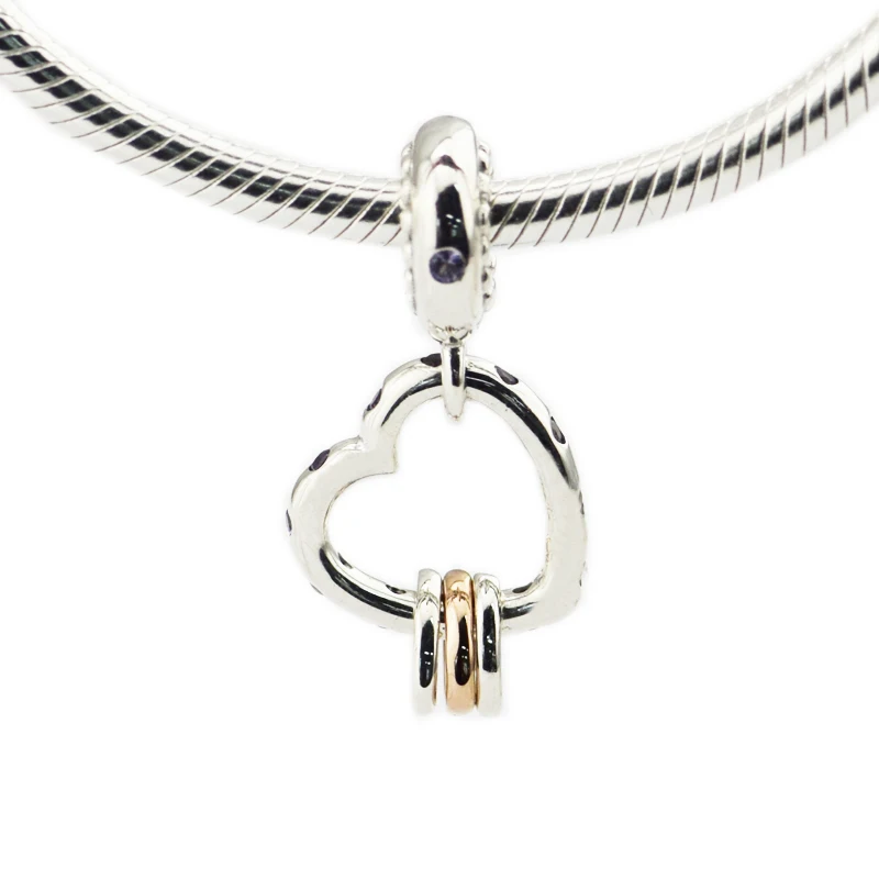 

Trendy 925 Sterling Silver Heart Highlights Dangle Bead Charms Fits Pandora Bracelets DIY Beads for Jewelry Making kralen