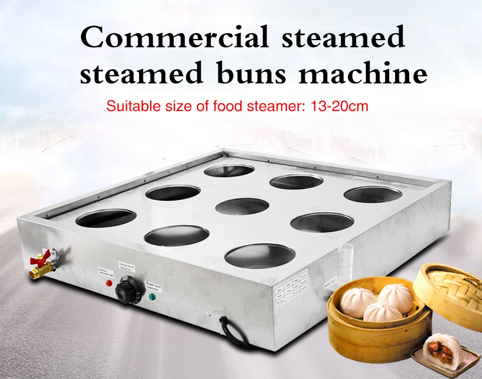 XEOLEO машина для приготовления булочек на пару, электрическая пароварка, печь для приготовления на пару, коммерческий настольный автоматический Пароварка с 9 отверстиями, 3000 Вт