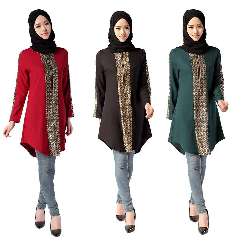 

Plus Size Women Muslim Top Clothing Girl Islamic Worship Clothes Long Sleeve 3 Colors Shirt Ethnic Costumes Arabian Adult Dress
