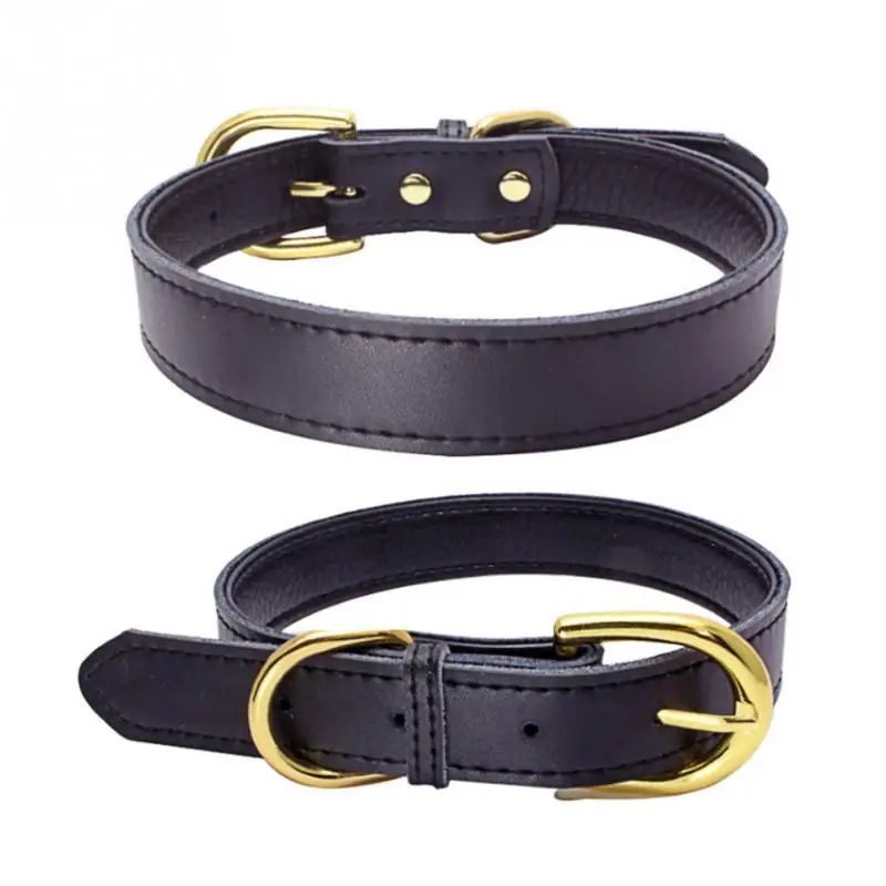 

Luxury Genuine Leather Solid Color Pet Collars pet dog puppy cat kitten collars Accessories