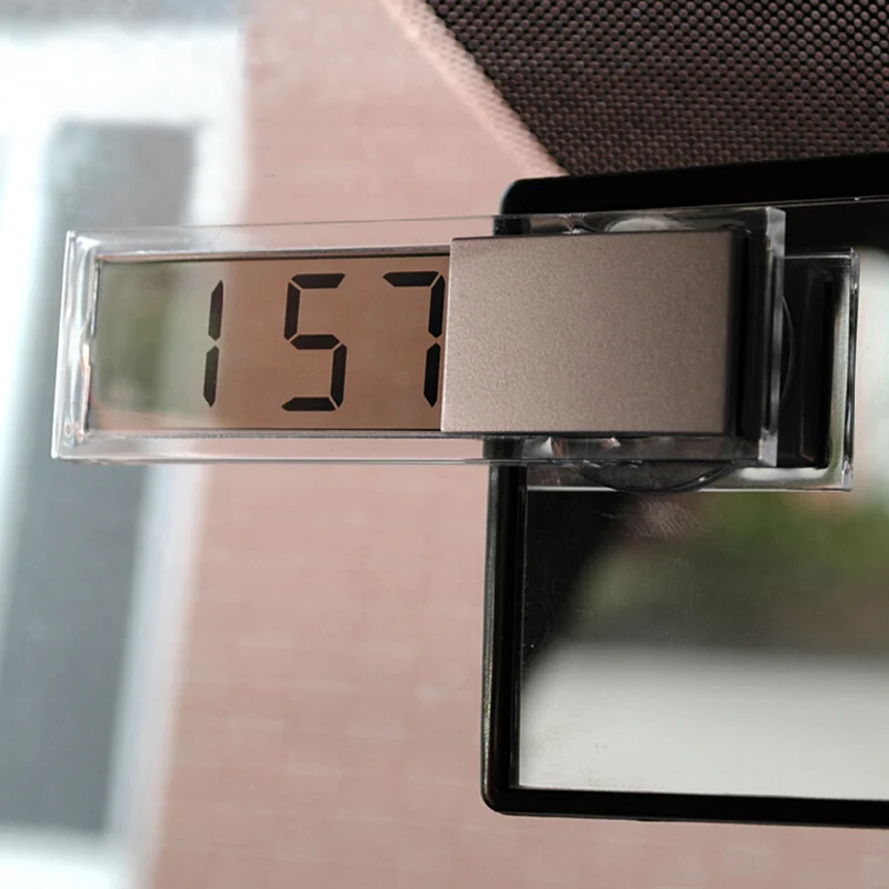 1pc Auto Car Digital Clock Mini Portable LCD Display Clock with Suction
