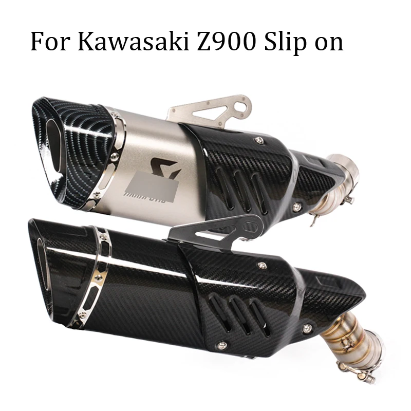 

Slip on For Kawasaki Z900 Carbon Fiber+stainless Steel Motorcycle Exhaust Muffler Modified with Middle Link Pipe