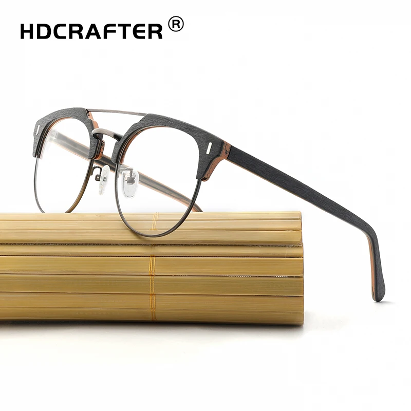 HDCRAFTER ретро круглые оправы для очков деревянные мужские и женские оптические