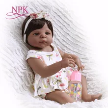 NPK-Muñeca de cuerpo entero de silicona de 55 cm, muñeca princesa bebé negra de la vida Real, regalo de Navidad para chico, muñeca Afroamericana