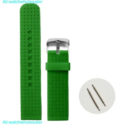 22mm Dark Green Color Silicone Jelly Rubber Unisex Watch Band Straps WB1074V22JB