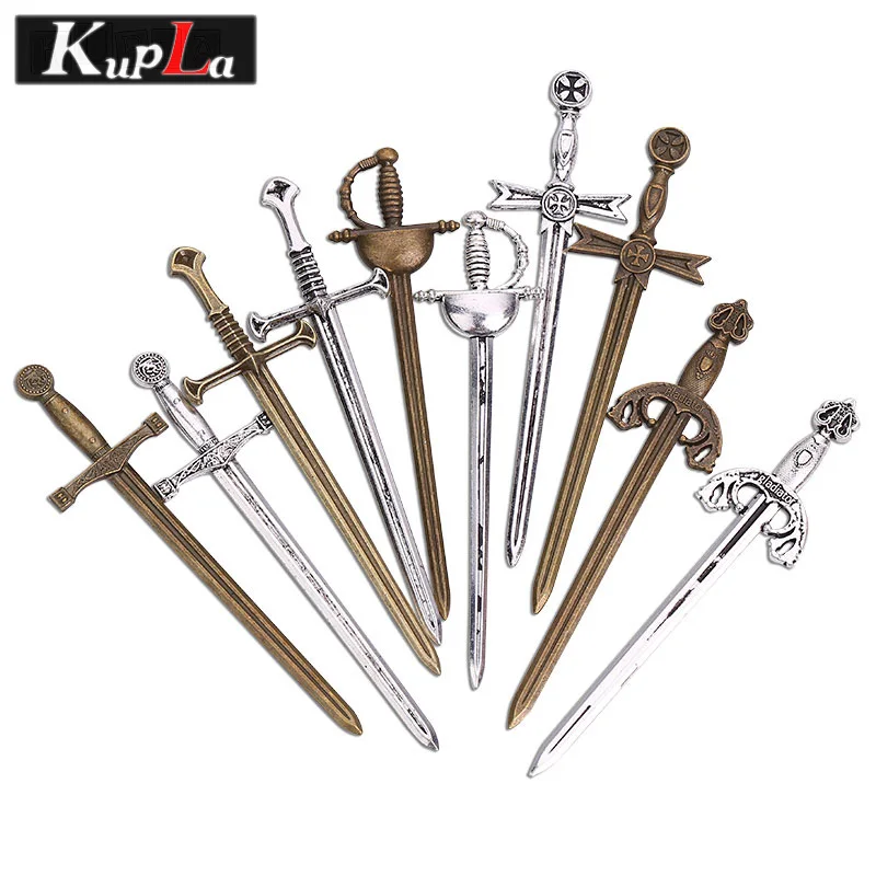 

Vintage Metal Zinc Alloy Mixed Knight Sword Charms for Jewelry Making DIY Handmade Weapons Pendant Charms 10 pieces/lot C5342