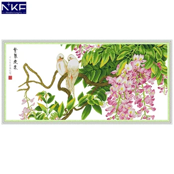 

NKF Purple Air Comes From The East Cross Stitch Embroidery Needlework Sets 11ct14ct Chrinese Counted Cross Stitch for Home Decor