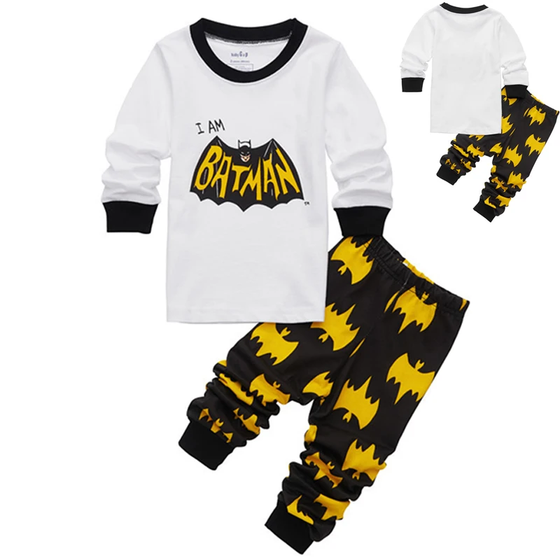 

Batman Superhero Printed Pattern Kids Set Pajamas Set Boys Sleepwear Boys Clothes Kids Tiny Cottons Long Sleeve Top Boy Pants 6Y